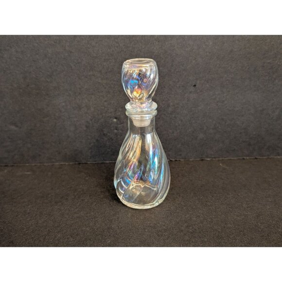 Vintage Iridescent Swirl Glass Perfume Bottle With Stopper - Picture 1 of 6